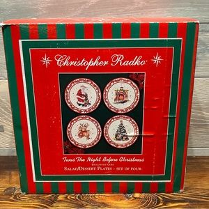 Christopher Radko ‘Twas The Night Before Christmas Salad Dessert‎ Plates Set 4